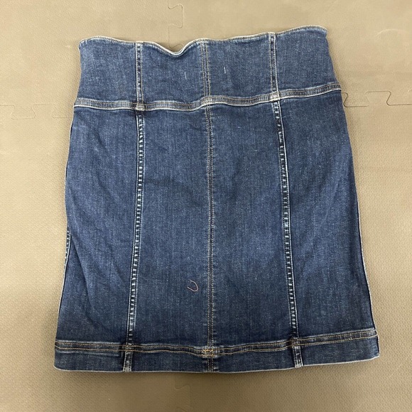 Free People Denim Skirt Womens 6 Blue Jean Stretch Mini Skirt Lace up Front FS - Picture 6 of 10
